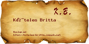 Köteles Britta névjegykártya